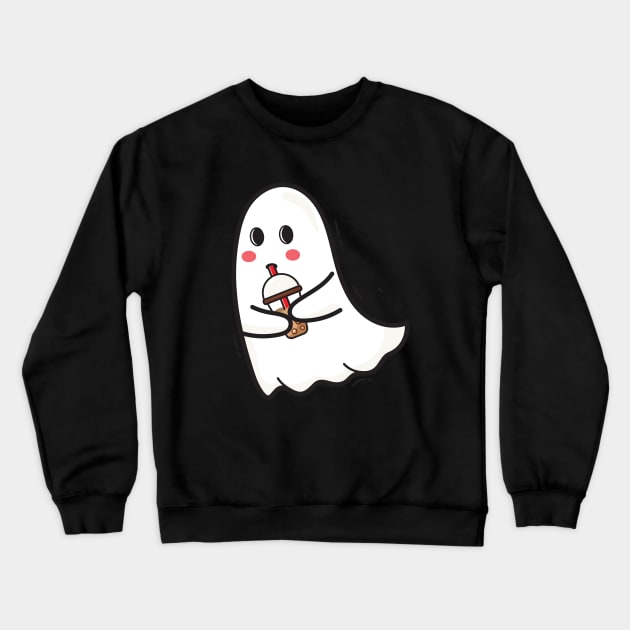 Boo-tea-full bobba tea ghost Crewneck Sweatshirt by Messy Nessie